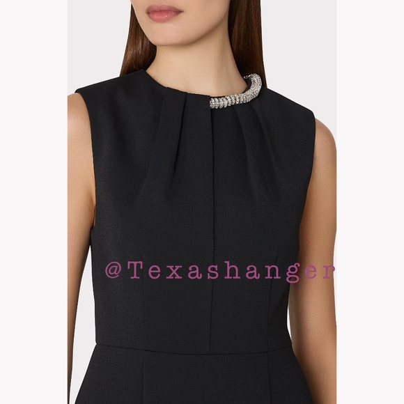 NWT Milly Nyra Crepe Crystal Embellished Dress Size 10 Black - Picture 3 of 13